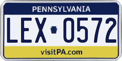 PA license plate LEX0572