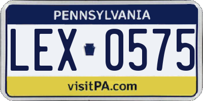 PA license plate LEX0575
