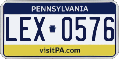 PA license plate LEX0576
