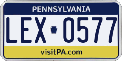 PA license plate LEX0577