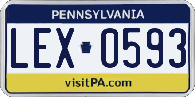 PA license plate LEX0593
