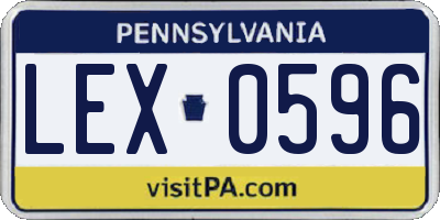 PA license plate LEX0596