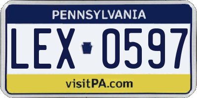 PA license plate LEX0597