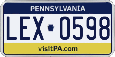 PA license plate LEX0598