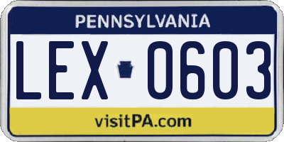 PA license plate LEX0603