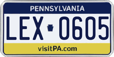 PA license plate LEX0605