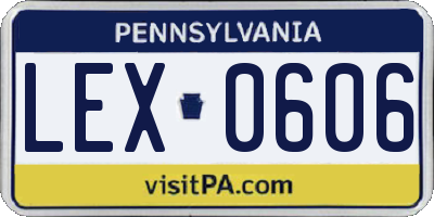 PA license plate LEX0606