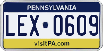 PA license plate LEX0609
