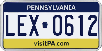 PA license plate LEX0612