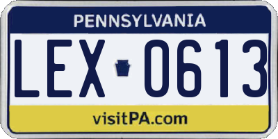 PA license plate LEX0613