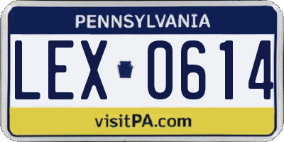 PA license plate LEX0614