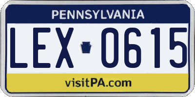 PA license plate LEX0615