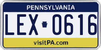 PA license plate LEX0616
