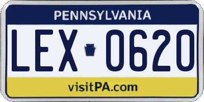 PA license plate LEX0620