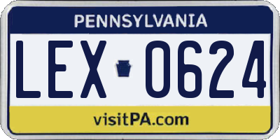 PA license plate LEX0624