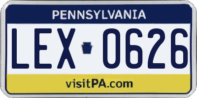 PA license plate LEX0626