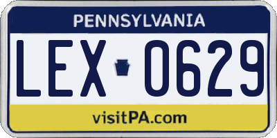 PA license plate LEX0629