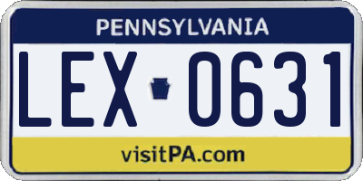 PA license plate LEX0631