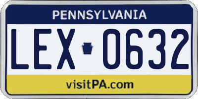 PA license plate LEX0632