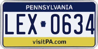 PA license plate LEX0634
