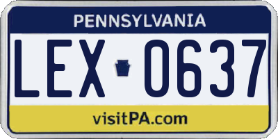 PA license plate LEX0637