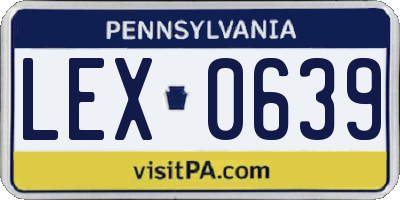PA license plate LEX0639