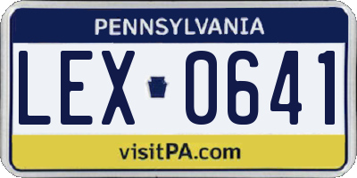 PA license plate LEX0641