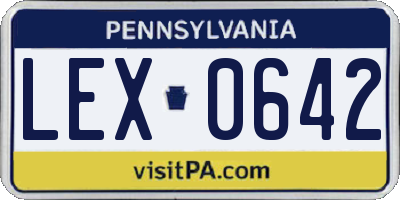 PA license plate LEX0642