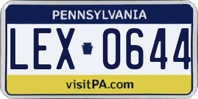 PA license plate LEX0644