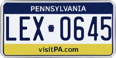 PA license plate LEX0645