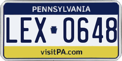 PA license plate LEX0648