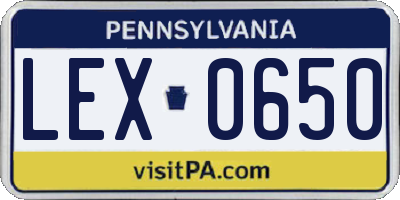 PA license plate LEX0650