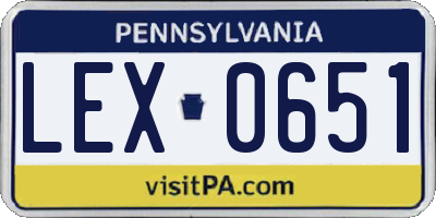 PA license plate LEX0651