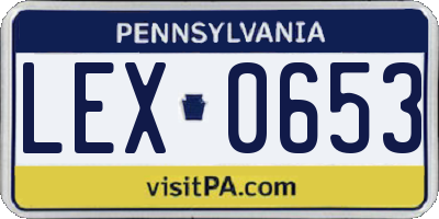PA license plate LEX0653