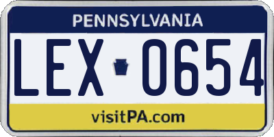 PA license plate LEX0654