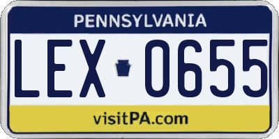 PA license plate LEX0655