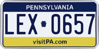 PA license plate LEX0657