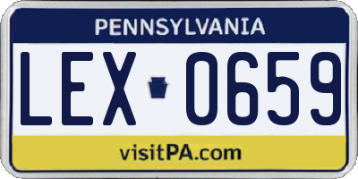 PA license plate LEX0659