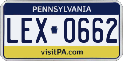 PA license plate LEX0662