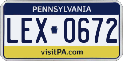 PA license plate LEX0672