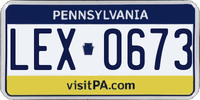 PA license plate LEX0673