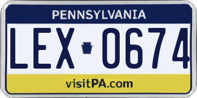 PA license plate LEX0674