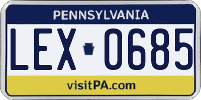 PA license plate LEX0685