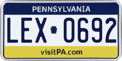 PA license plate LEX0692