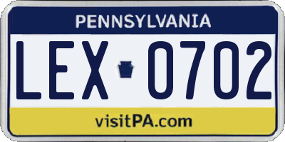 PA license plate LEX0702