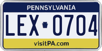 PA license plate LEX0704