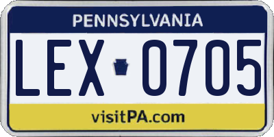 PA license plate LEX0705