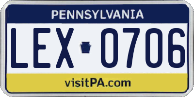 PA license plate LEX0706