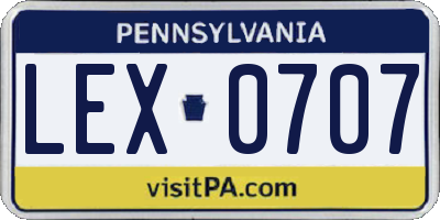 PA license plate LEX0707