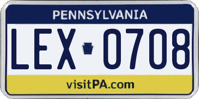 PA license plate LEX0708